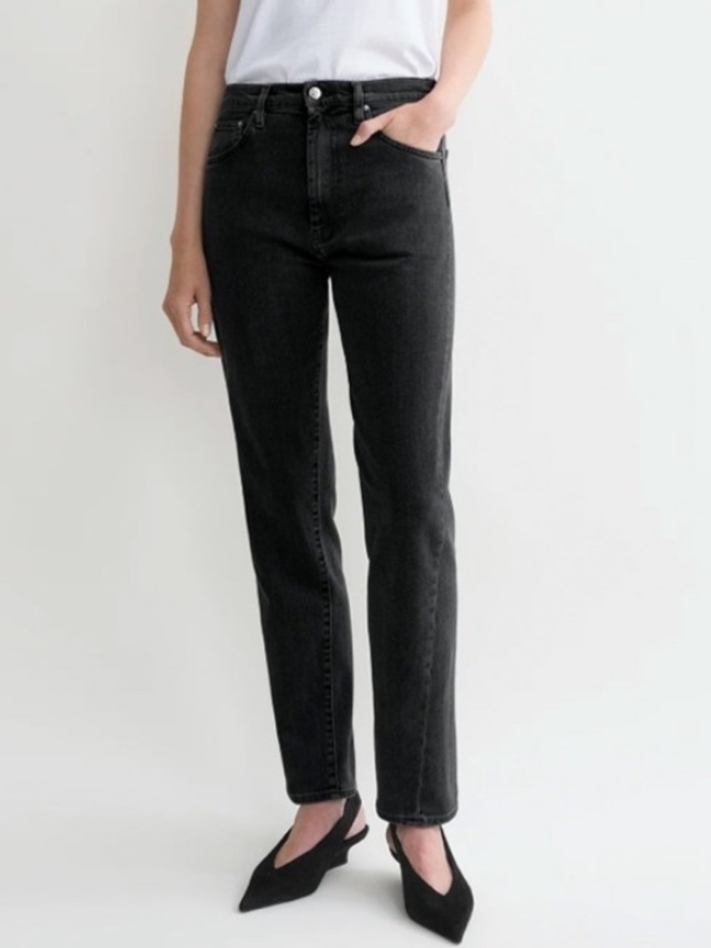 TOTEME Twisted Seam Jeans Black Full Length Organic Cotton Size 27